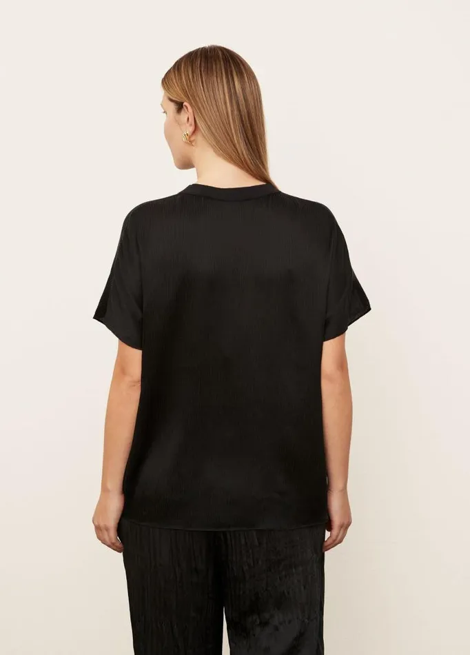 Women Extended Sizes Vince RibTrim FlutterSleeve Shell Black
