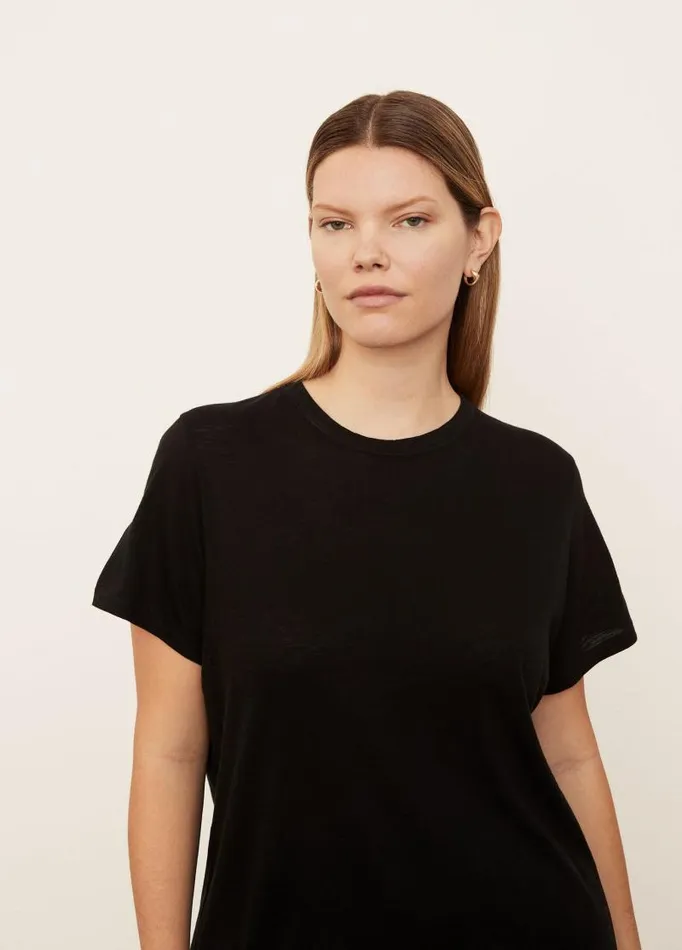 Women Extended Sizes Vince Short Sleeve Relaxed TShirt Black