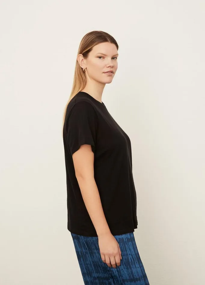 Women Extended Sizes Vince Short Sleeve Relaxed TShirt Black