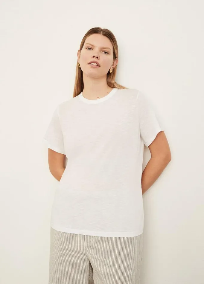Women Extended Sizes Vince Short Sleeve Relaxed TShirt Optic White