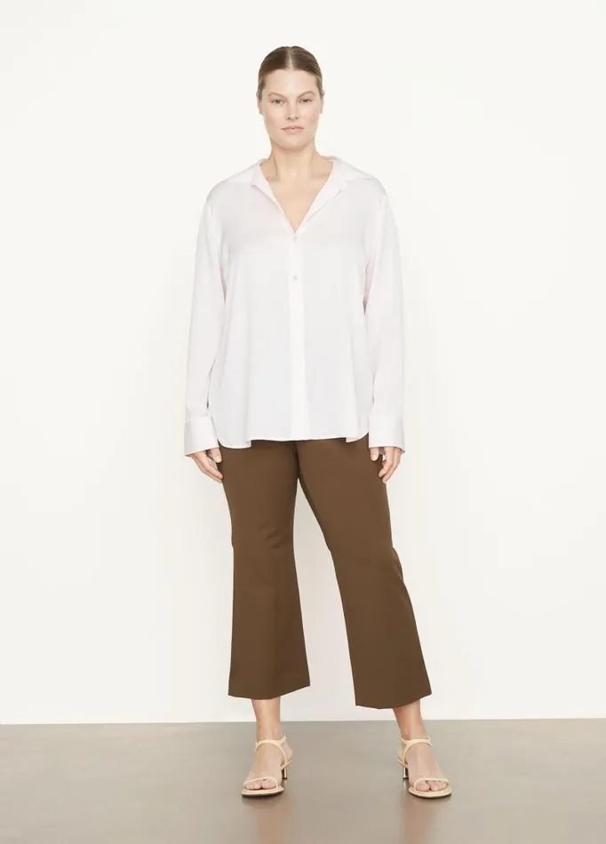 Women Extended Sizes Vince SlimFitted StretchSilk Shirt Rosewater