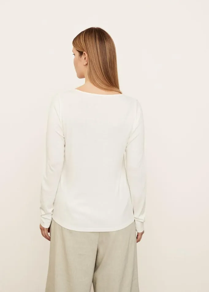 Women Extended Sizes Vince SweetheartNeck Long Sleeve TShirt Off White