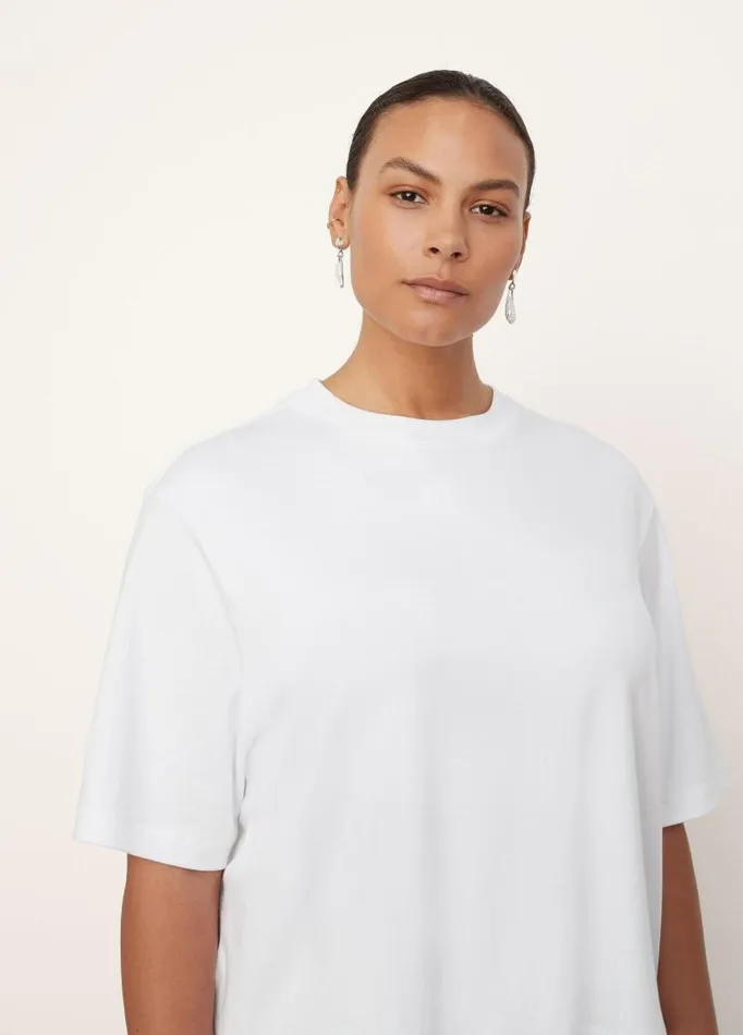 Women Extended Sizes Vince Wide Sleeve Crop TShirt Optic White