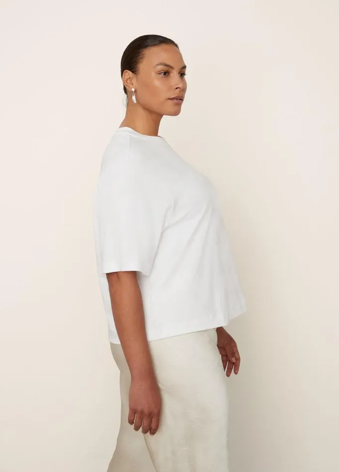 Women Extended Sizes Vince Wide Sleeve Crop TShirt Optic White