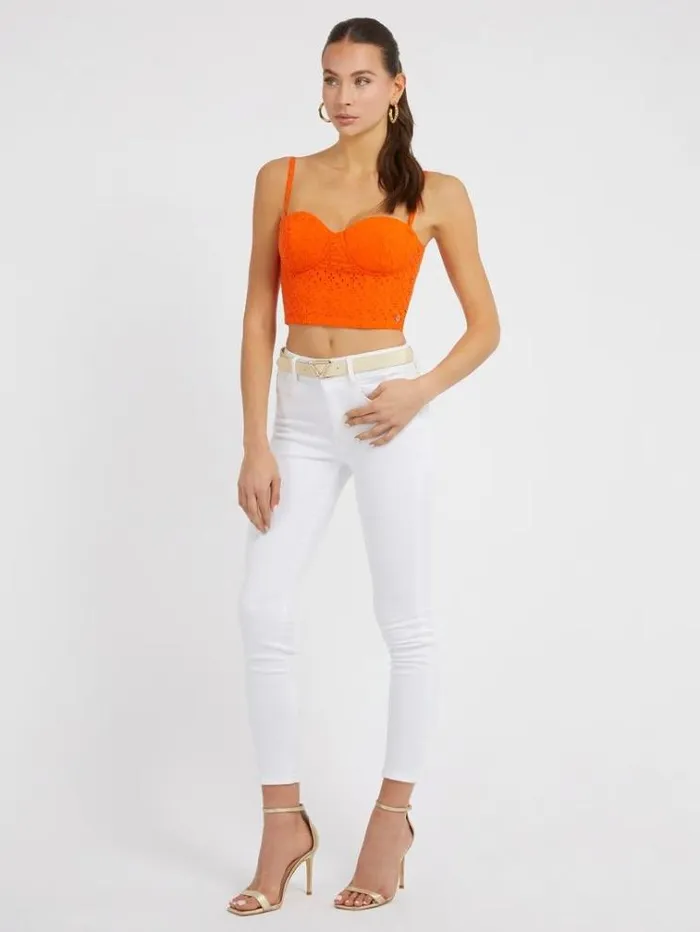 Women Eyelets Bustier Top Orange Guess Tops And Shirts