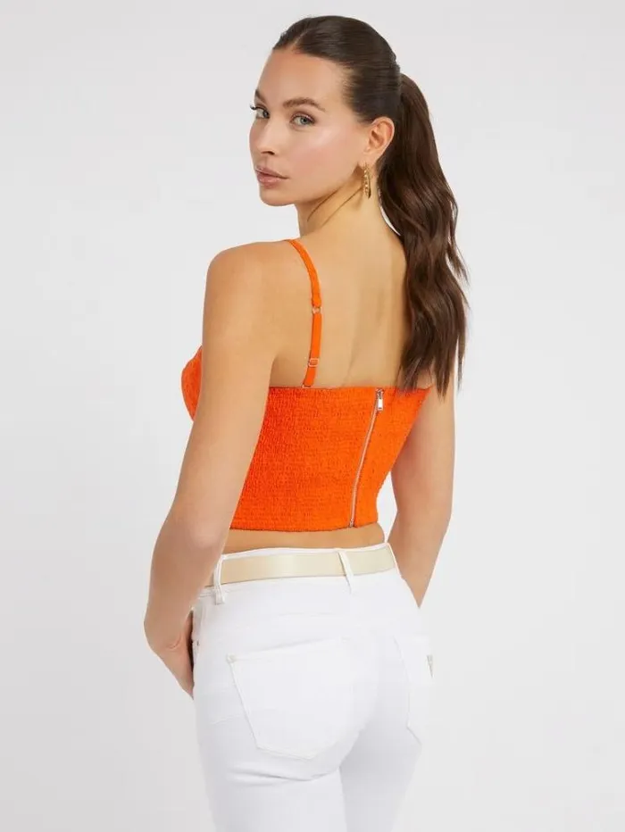 Women Eyelets Bustier Top Orange Guess Tops And Shirts