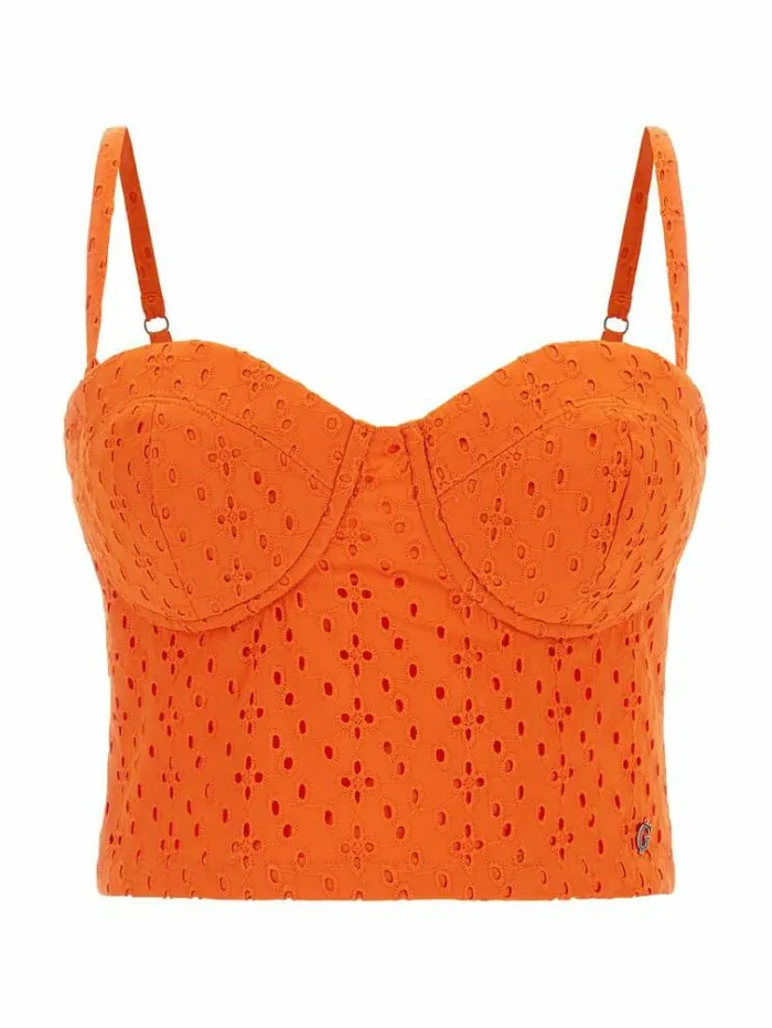 Women Eyelets Bustier Top Orange Guess Tops And Shirts
