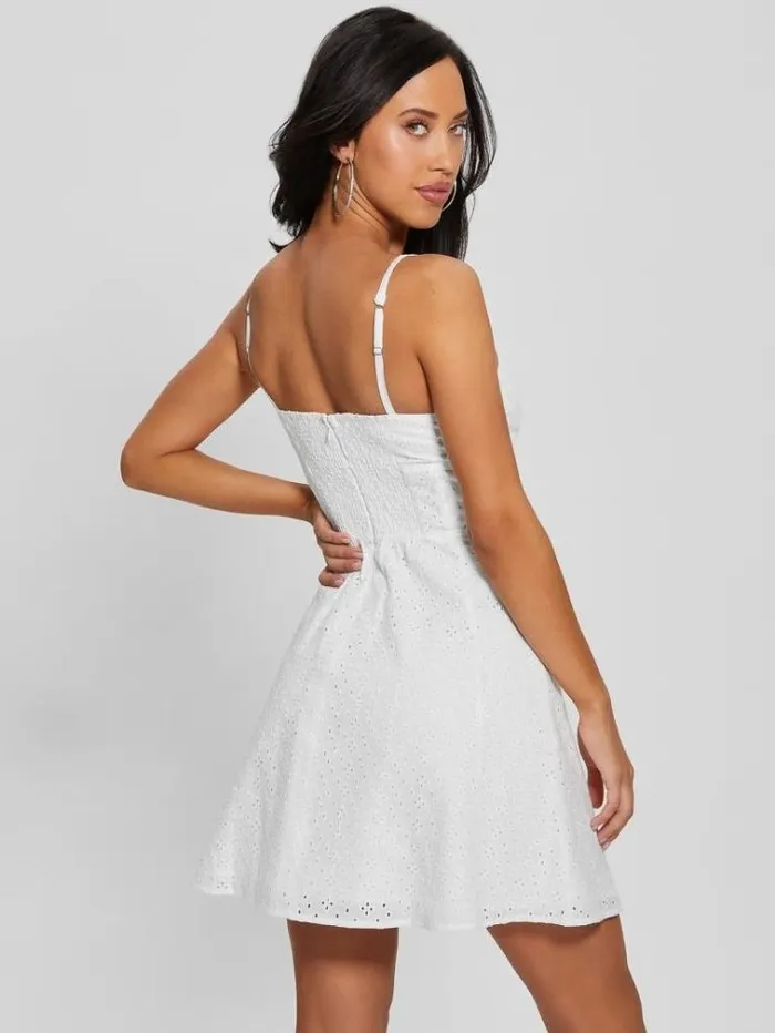 Women Eyelets Dress White Guess Dresses And Jumpsuits