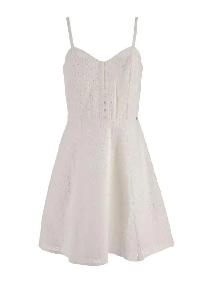Women Eyelets Dress White Guess Dresses And Jumpsuits