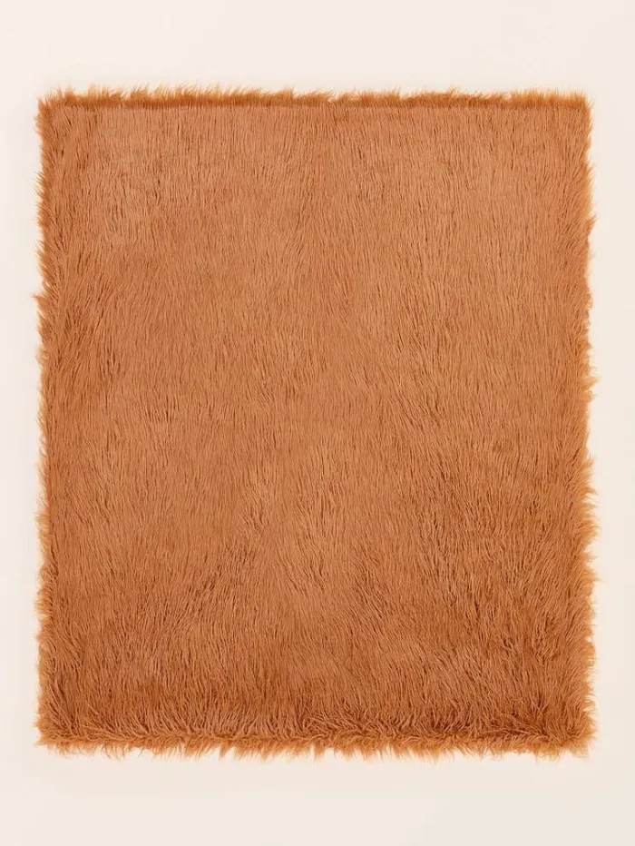 Women Faux Fur Blanket Light Brown Guess Home Collection