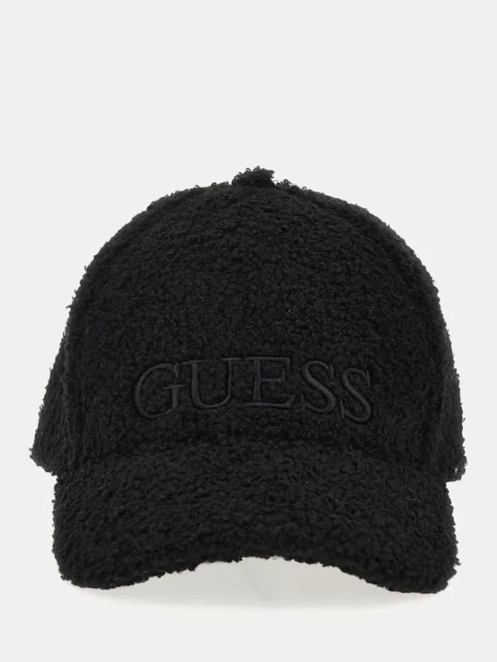 Women Faux Fur Cap Black Guess Hats And Gloves