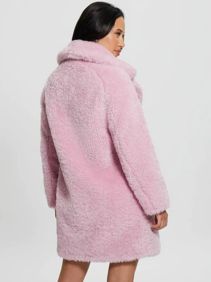 Women Faux Fur Coat Lilac Guess Coats And Jackets