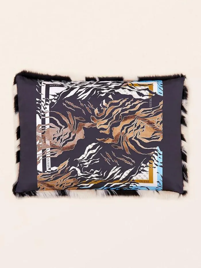 Women Faux Fur Rectangular Cushion Animalier White Guess Home Collection