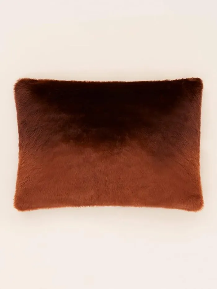 Women Faux Fur Rectangular Cushion Brown Guess Home Collection