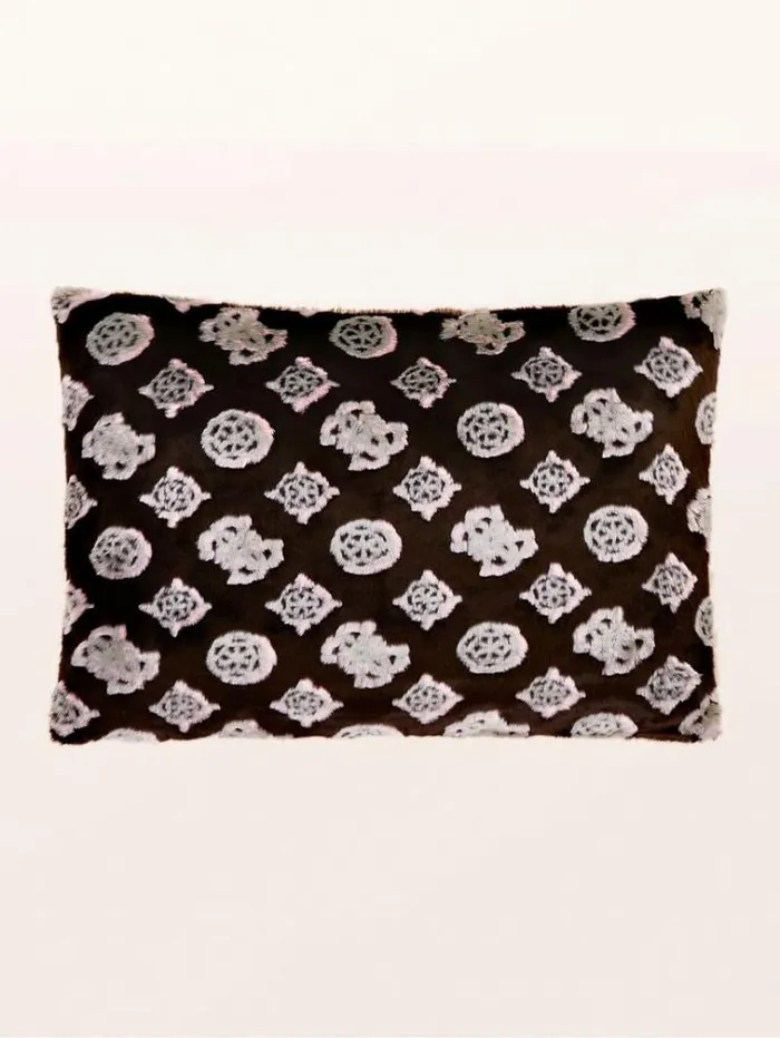Women Faux Fur Rectangular Cushion Brown Multi Guess Home Collection