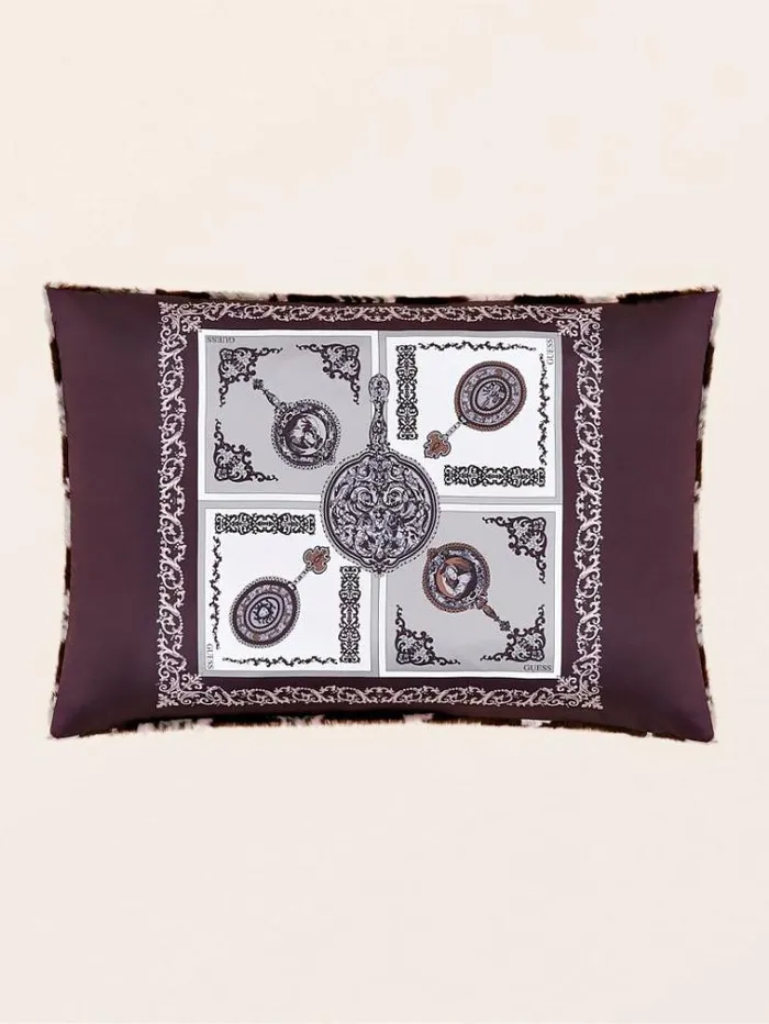 Women Faux Fur Rectangular Cushion Brown Multi Guess Home Collection