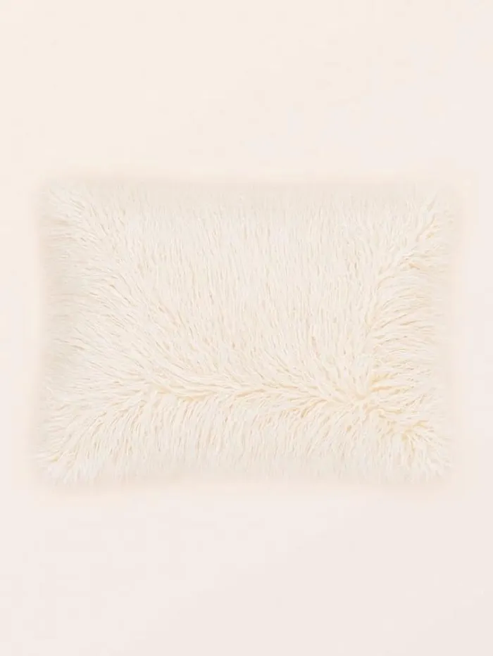 Women Faux Fur Rectangular Cushion Cream Guess Home Collection