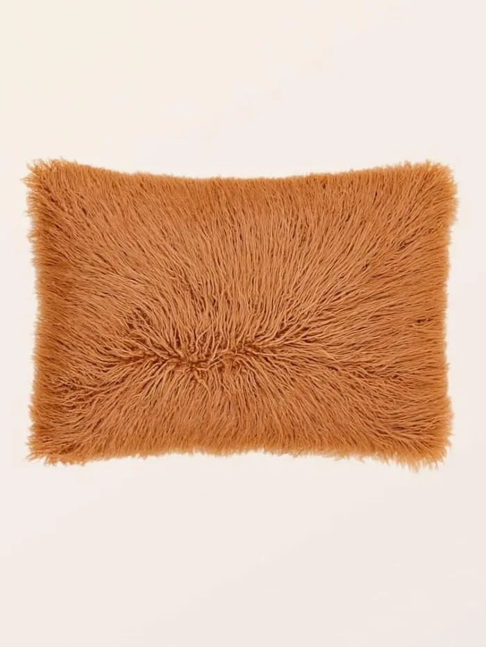 Women Faux Fur Rectangular Cushion Light Brown Guess Home Collection