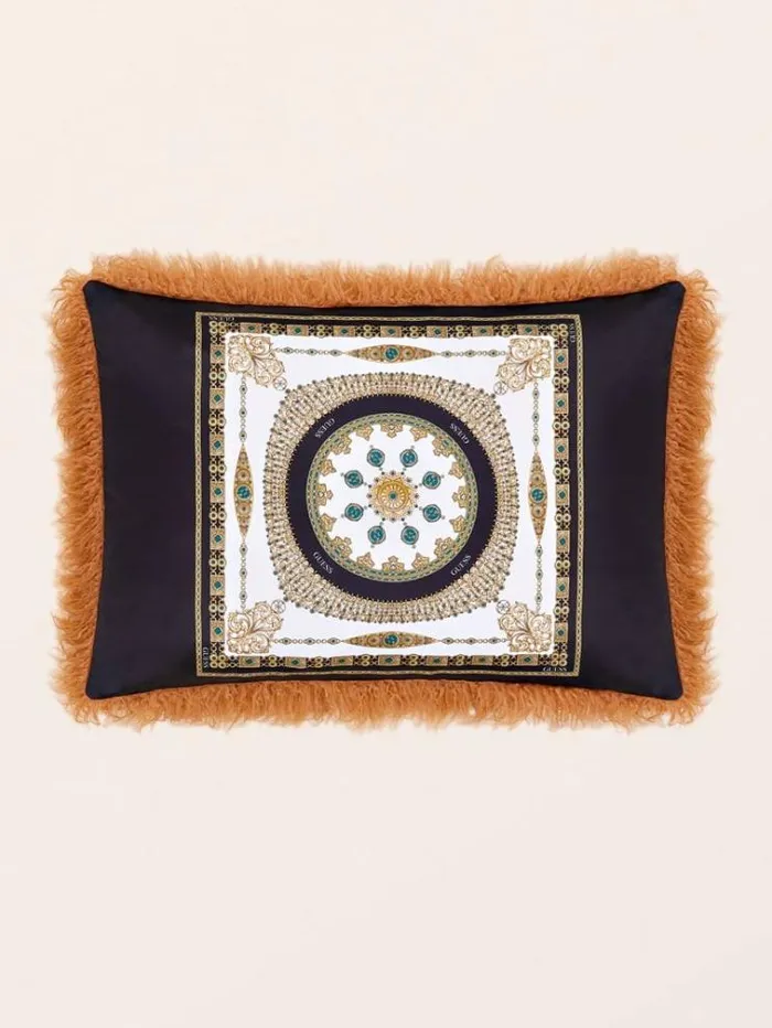 Women Faux Fur Rectangular Cushion Light Brown Guess Home Collection