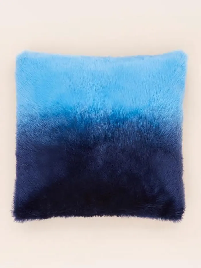 Women Faux Fur Square Cushion Blue Multi Guess Home Collection