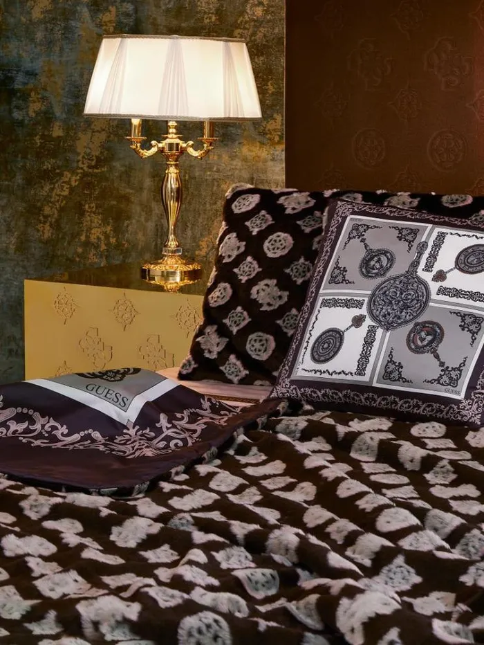 Women Faux Fur Square Cushion Brown Multi Guess Home Collection