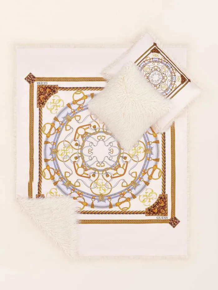 Women Faux Fur Square Cushion Cream Guess Home Collection