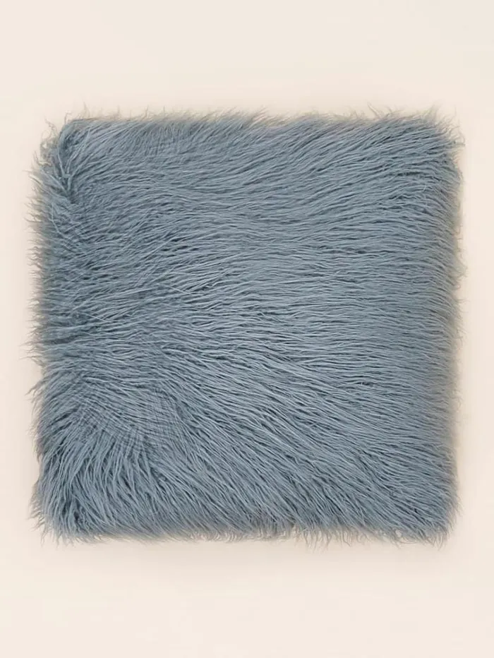Women Faux Fur Square Cushion Light Blue Guess Home Collection