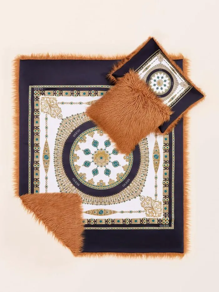 Women Faux Fur Square Cushion Light Brown Guess Home Collection