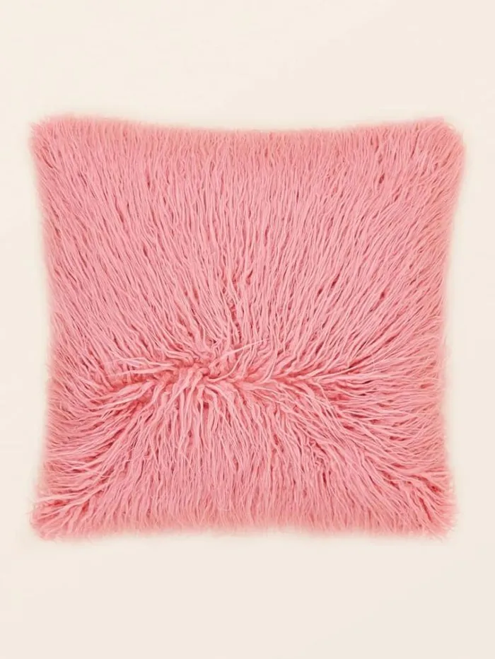 Women Faux Fur Square Cushion Pink Guess Home Collection