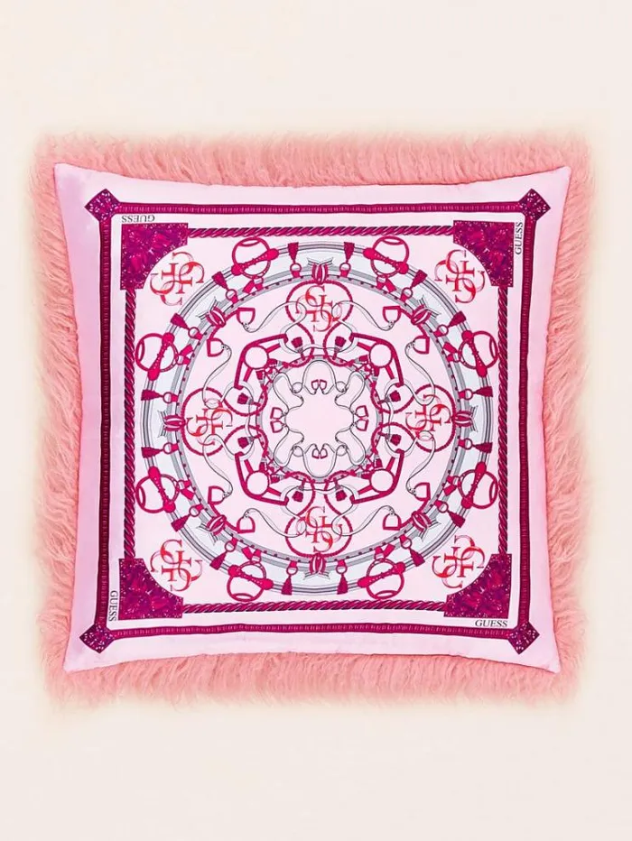 Women Faux Fur Square Cushion Pink Guess Home Collection