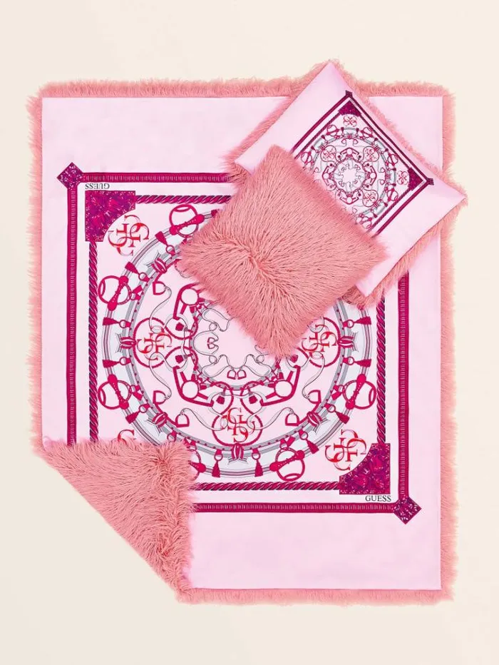 Women Faux Fur Square Cushion Pink Guess Home Collection
