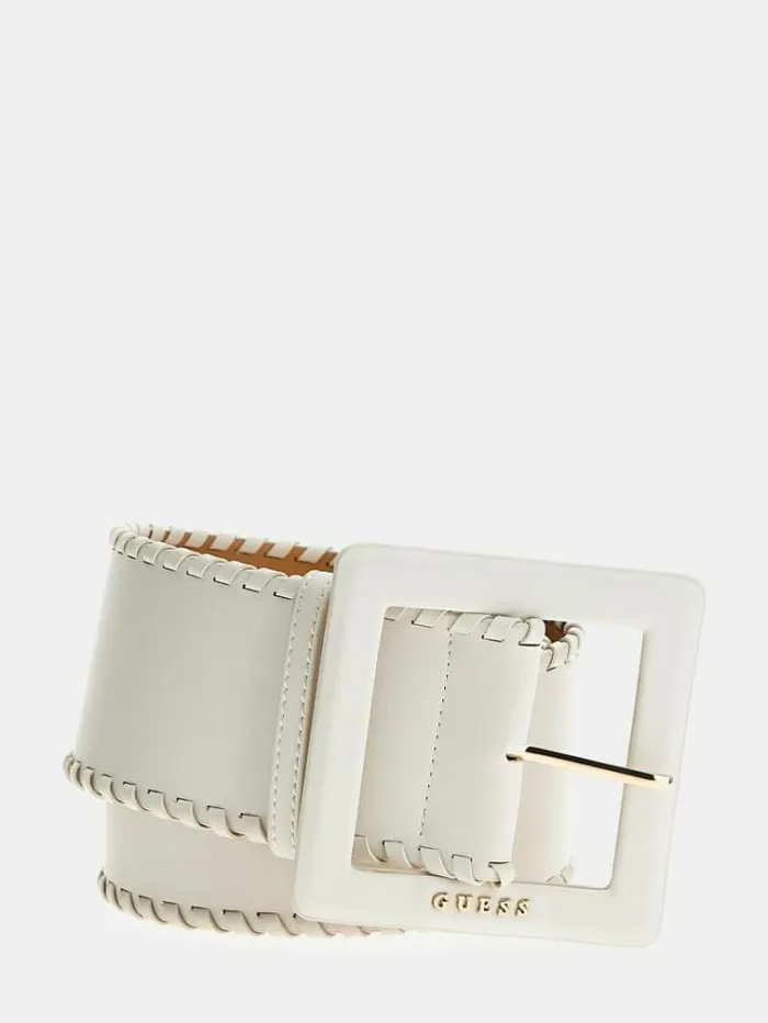 Women Faux Leather Belt White Guess Belts