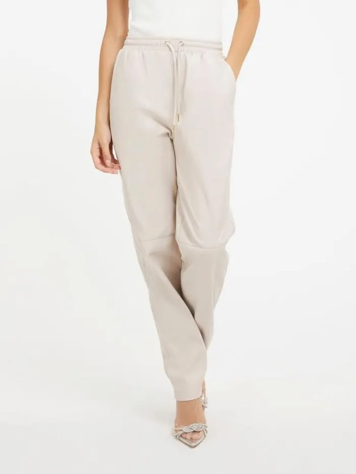 Women Faux Leather Jogger Pant Light Pink Guess Trousers