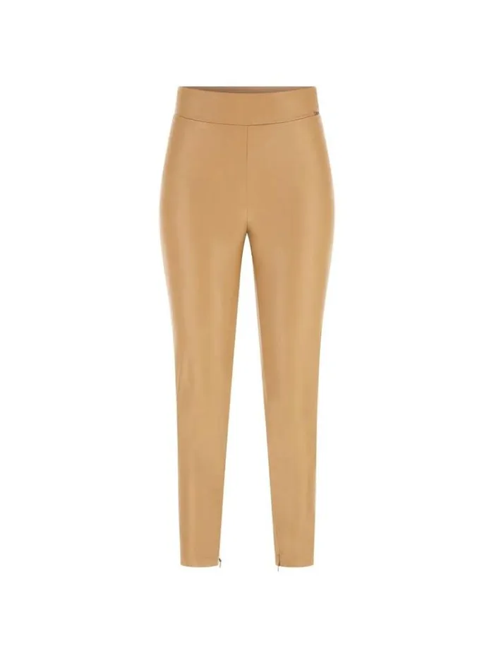 Women Faux Leather Legging Beige Guess Trousers