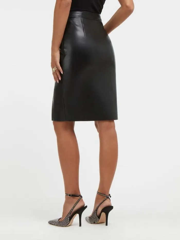 Women Faux Leather Midi Skirt Black Guess Skirts And Shorts