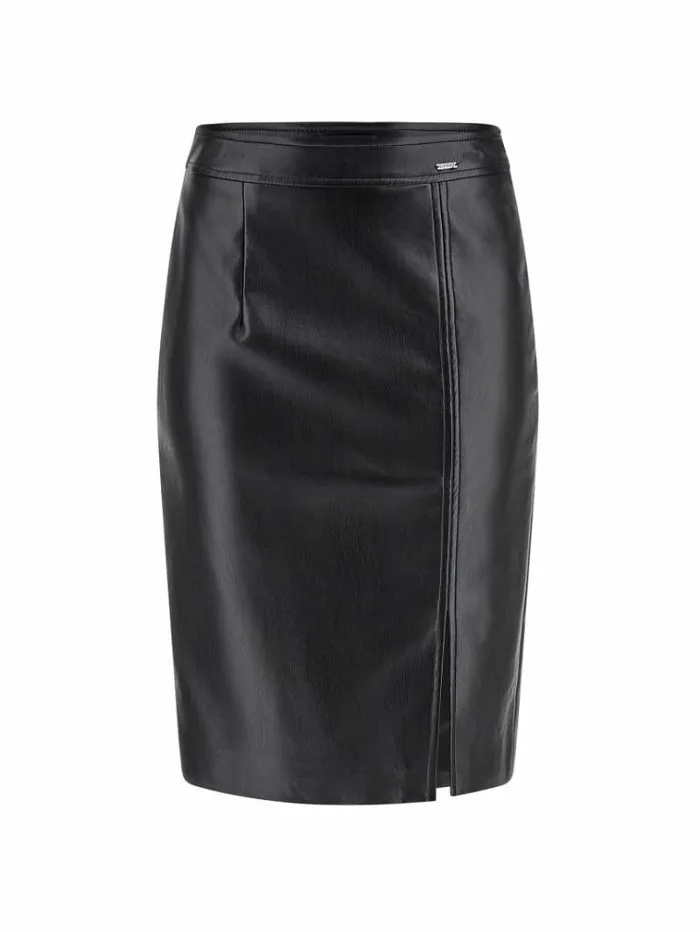 Women Faux Leather Midi Skirt Black Guess Skirts And Shorts