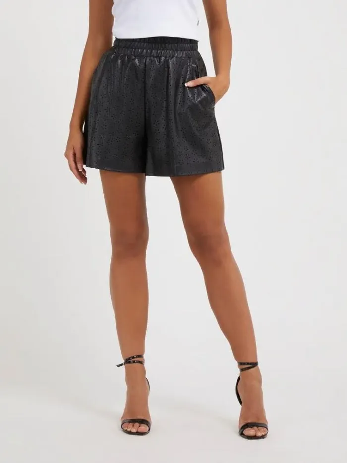 Women Faux Leather Shorts Black Guess Skirts And Shorts