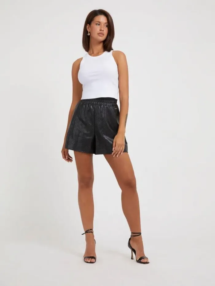 Women Faux Leather Shorts Black Guess Skirts And Shorts