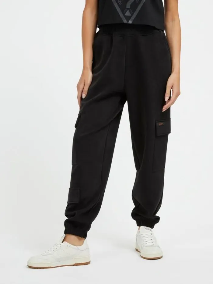 Women Faux Suede Cargo Pants Black Guess Activewear