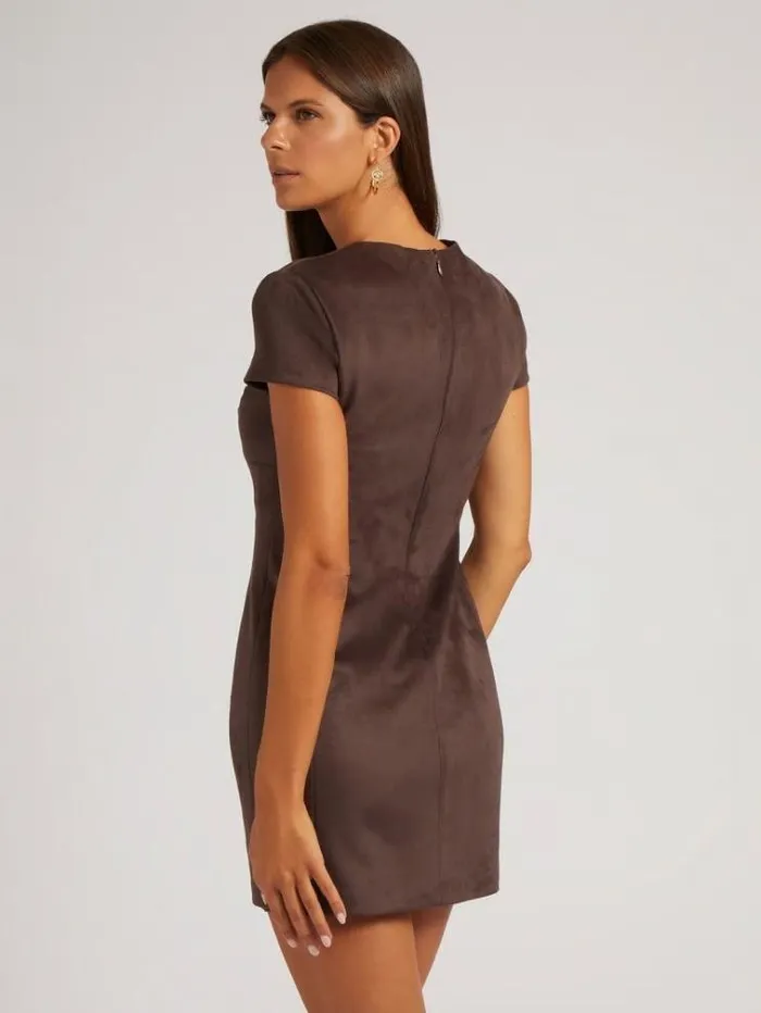 Women Faux Suede Dress Brown Guess Dresses And Jumpsuits