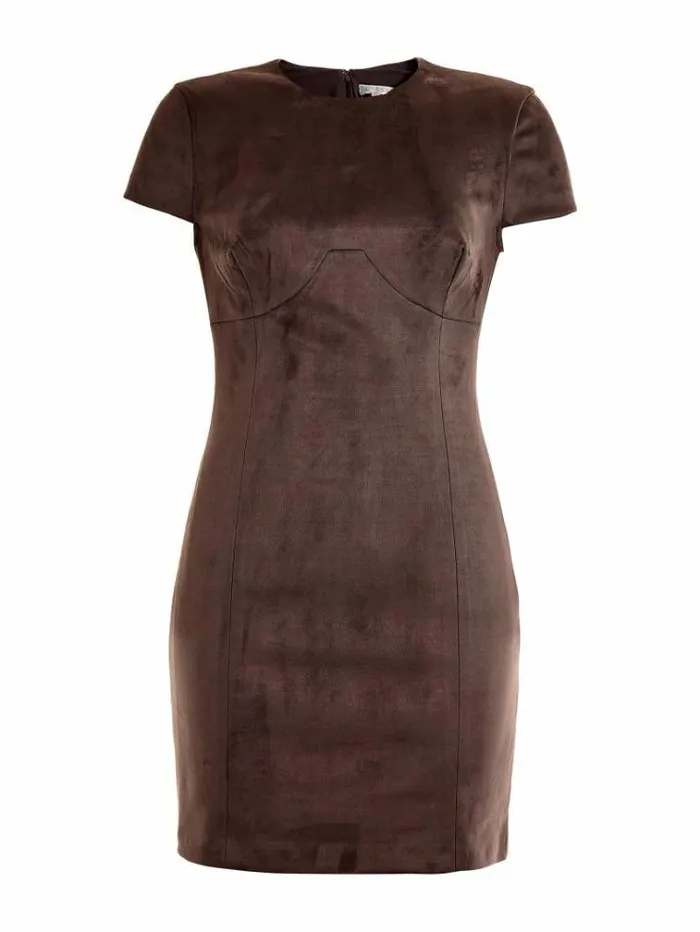 Women Faux Suede Dress Brown Guess Dresses And Jumpsuits