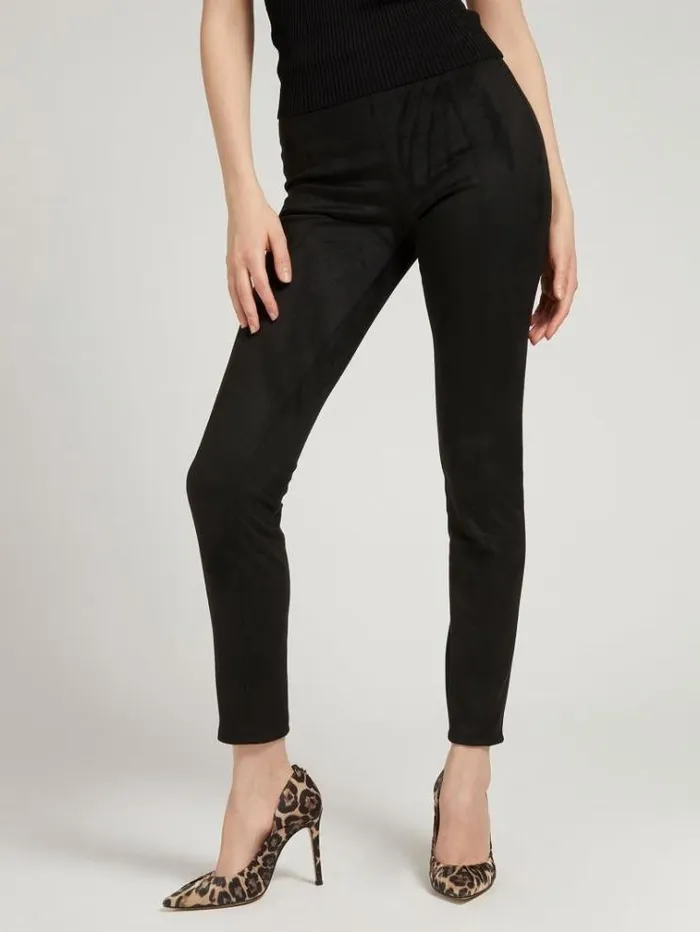 Women Faux Suede Leggings Black Guess Trousers