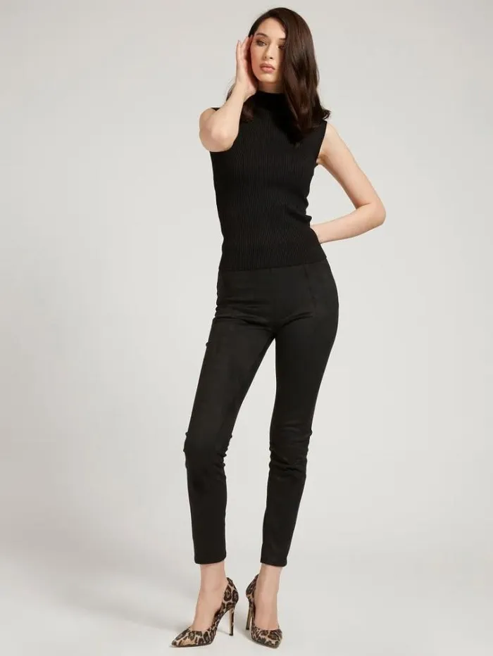 Women Faux Suede Leggings Black Guess Trousers