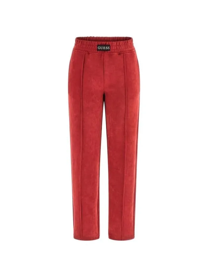 Women Faux Suede Straight Leg Pants Red Guess Activewear