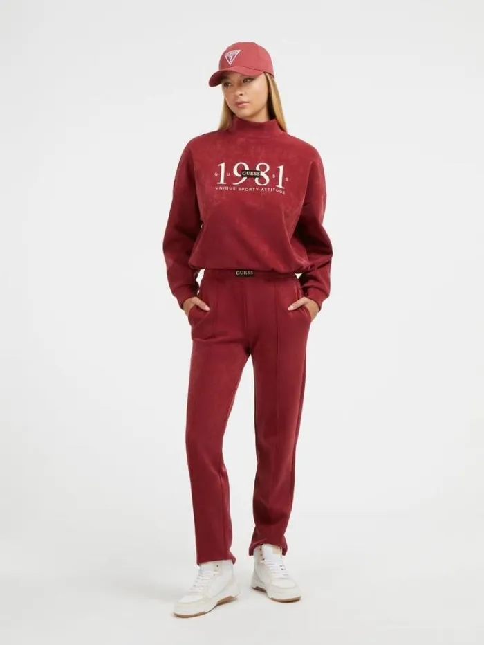 Women Faux Suede Sweatshirt Red Guess Knitwear And Sweatshirts