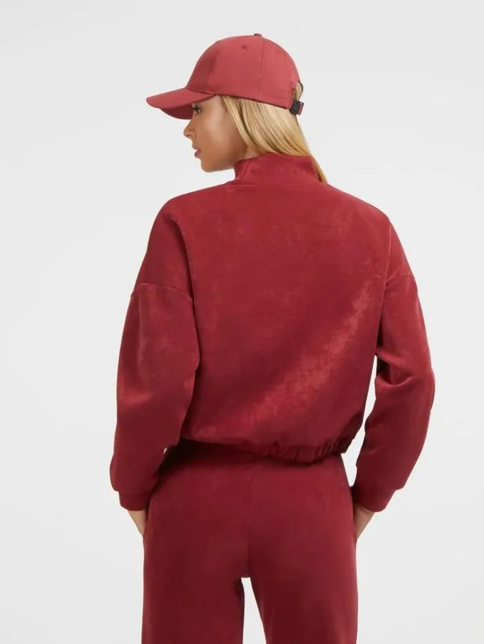 Women Faux Suede Sweatshirt Red Guess Knitwear And Sweatshirts