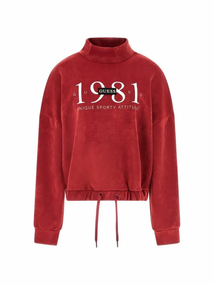Women Faux Suede Sweatshirt Red Guess Knitwear And Sweatshirts