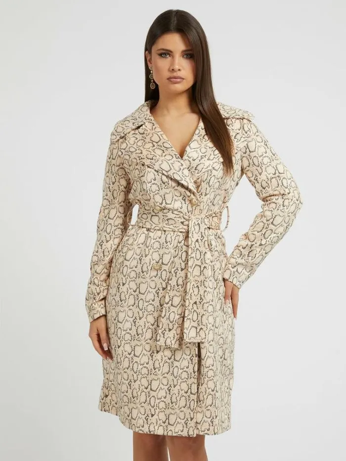 Women Faux Suede Trench Multi Beige Guess Coats And Jackets