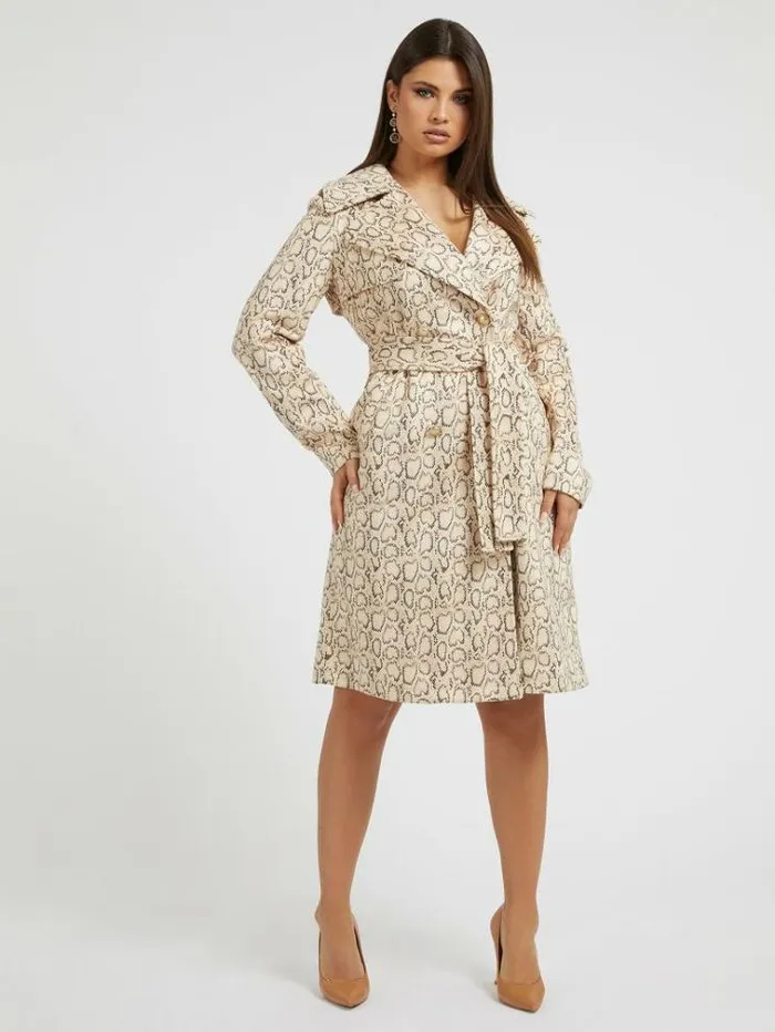 Women Faux Suede Trench Multi Beige Guess Coats And Jackets