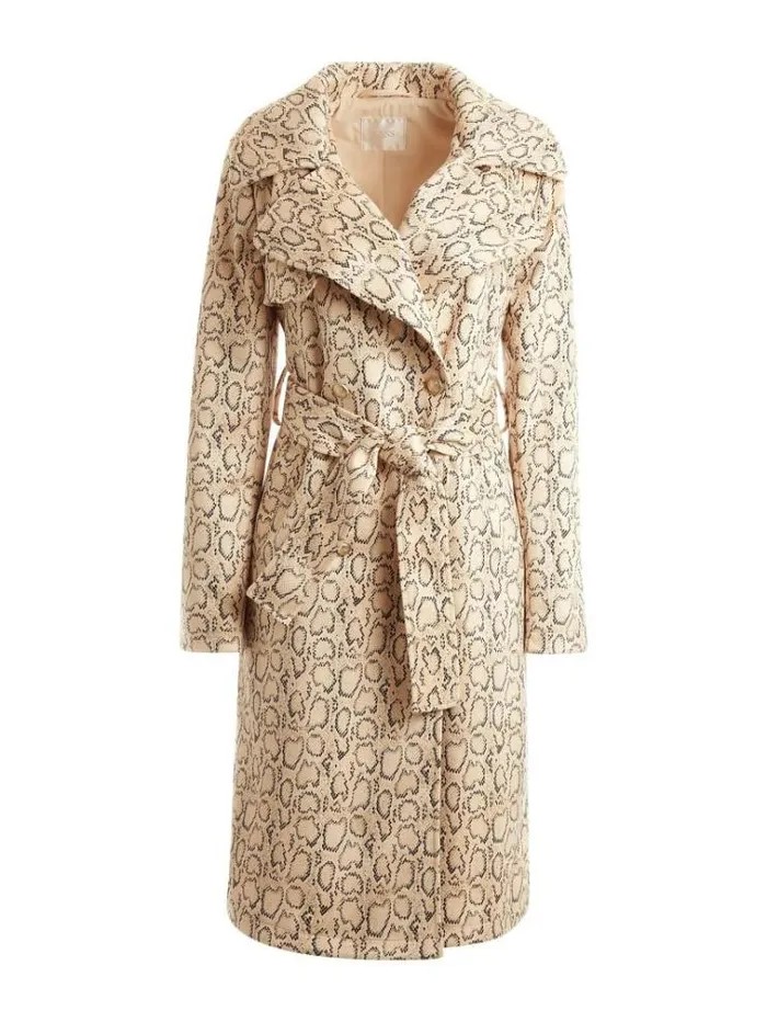 Women Faux Suede Trench Multi Beige Guess Coats And Jackets